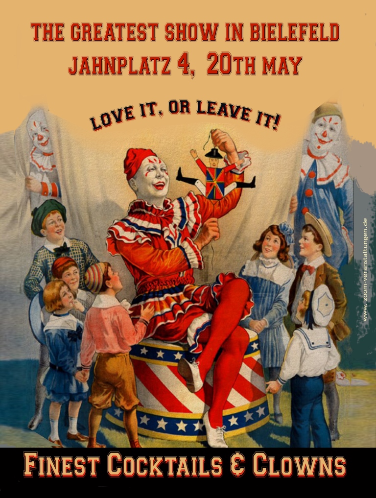 Zirkus-Poster "Cocktails & Clowns" 80  x 60cm